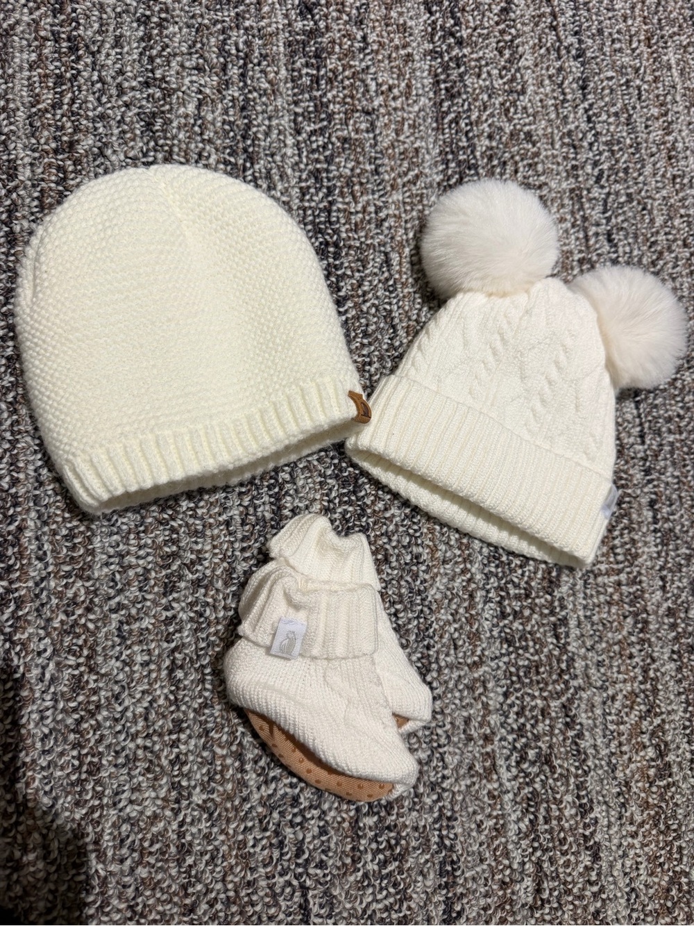NWOT White knit hats & booties
